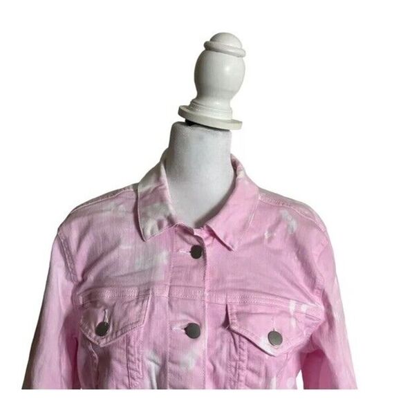 NYDJ Women's Pink Acid Wash Style Denim Jean Trucker Jacket Streetwear US Size M - Picture 2 of 9